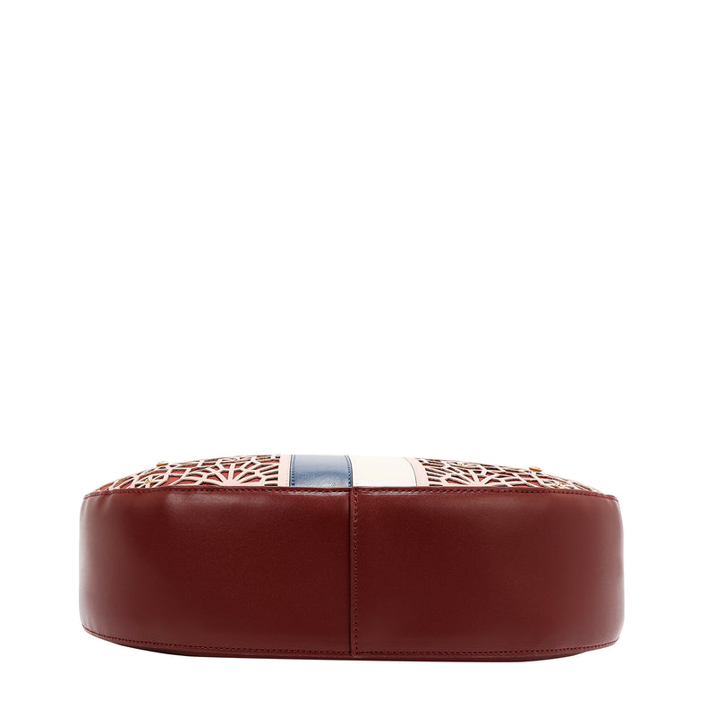 BOLSO HOBO GEOMÉTRICO CORTADO CON LÁSER (VINO)