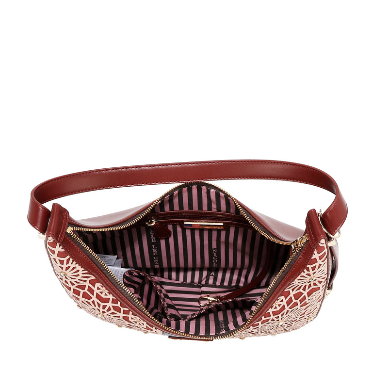 BOLSO HOBO GEOMÉTRICO CORTADO CON LÁSER (MARRON)