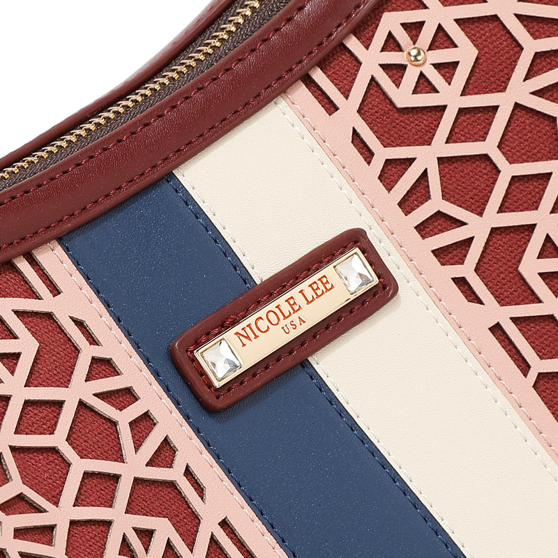 BOLSO HOBO GEOMÉTRICO CORTADO CON LÁSER (VINO)