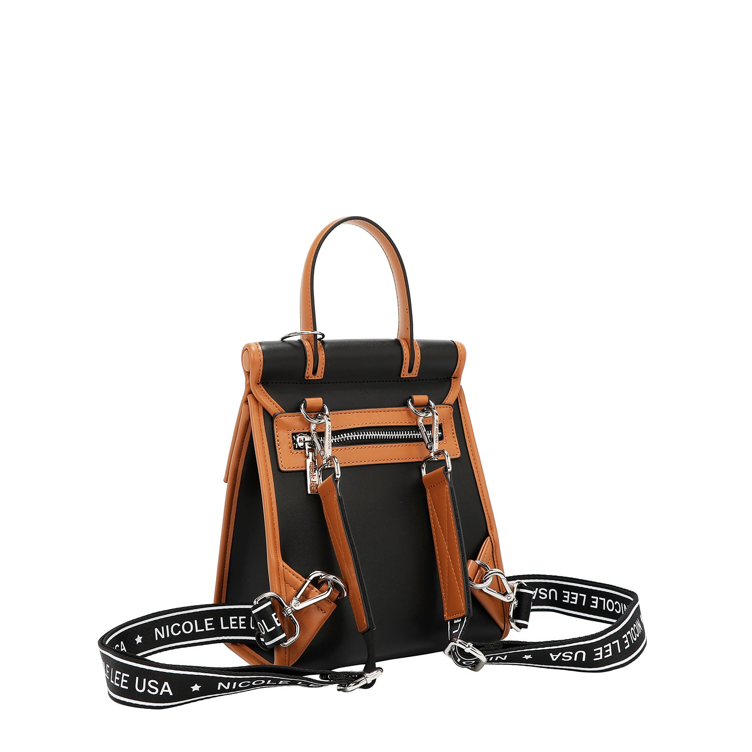 Sac à dos convertible avec coupe/sac géométrique avec poignée supérieure (noir)