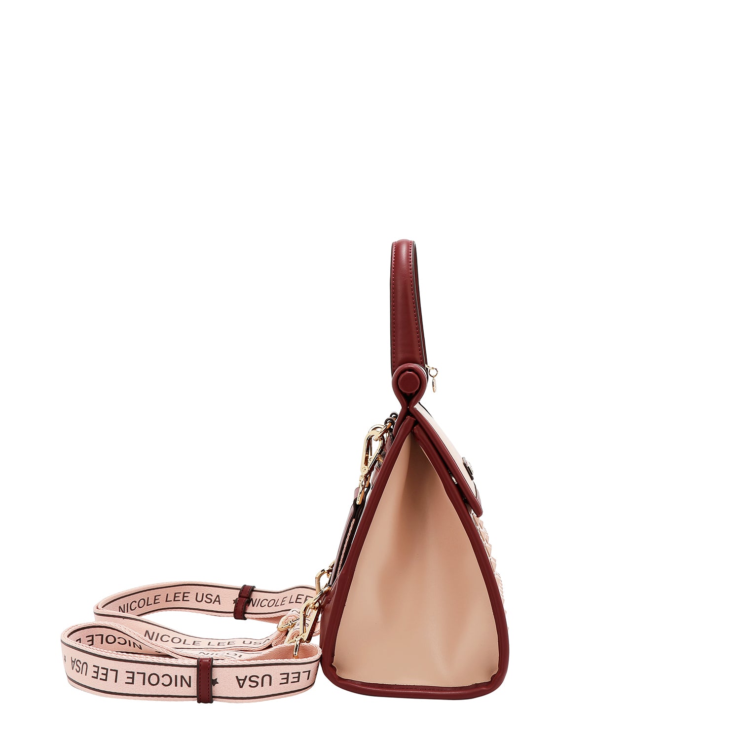 MOCHILA CONVERTIBLE CON RECORTE GEOMÉTRICO / BOLSO CON ASA SUPERIOR (ROSA)