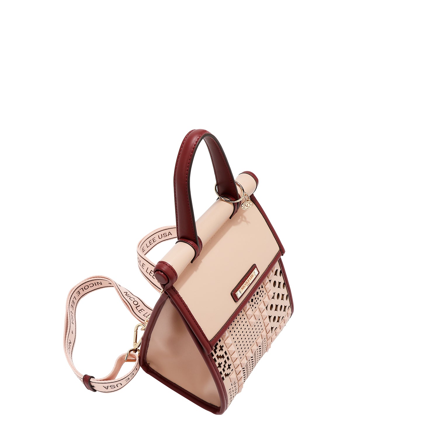 MOCHILA CONVERTIBLE CON RECORTE GEOMÉTRICO / BOLSO CON ASA SUPERIOR (ROSA)