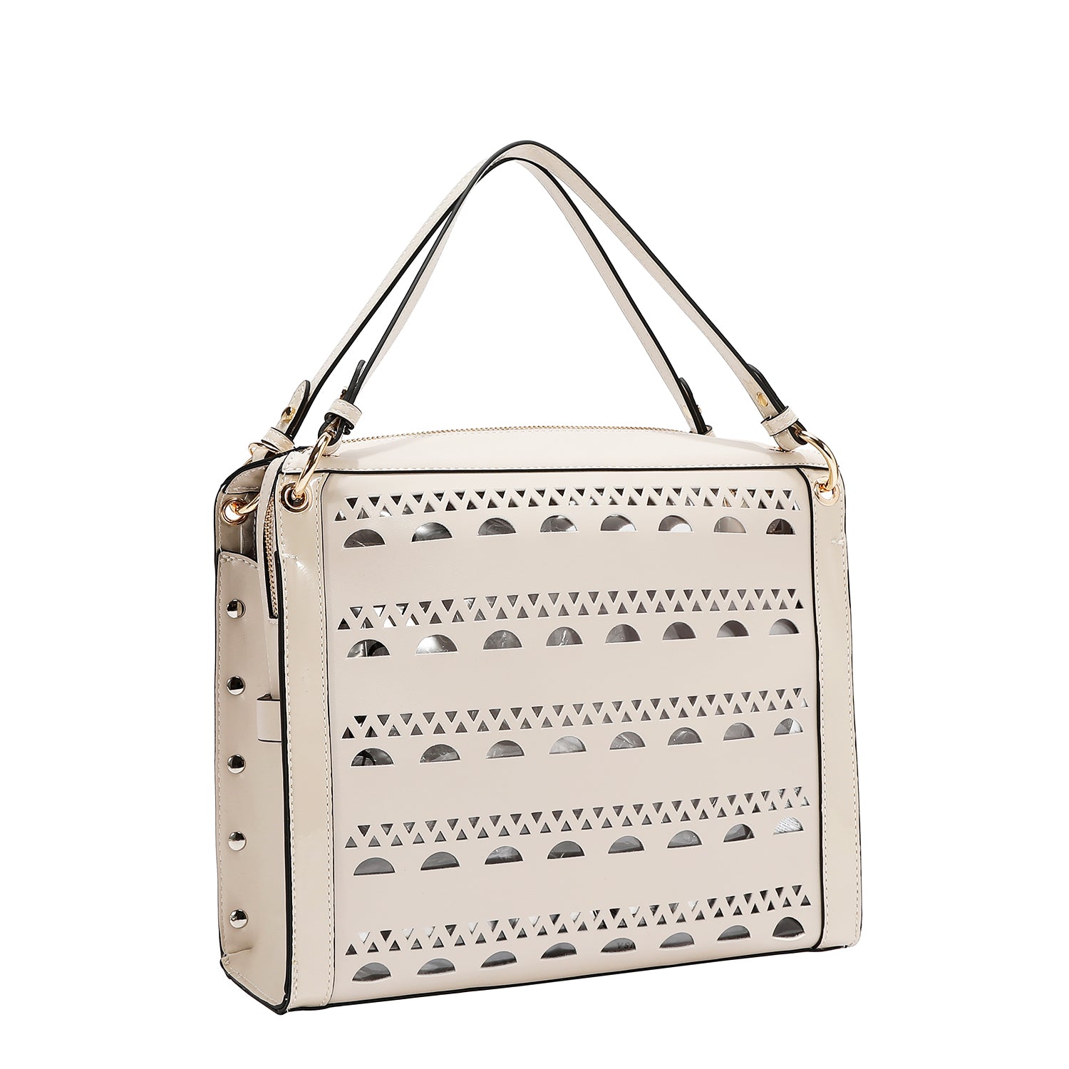 SAC À MAIN AVEC CLOUS ARGENTÉS (BEIGE)