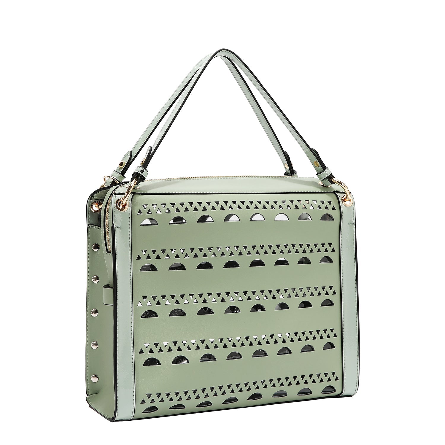 SAC À MAIN AVEC CLOUS ARGENTÉS (VERT)