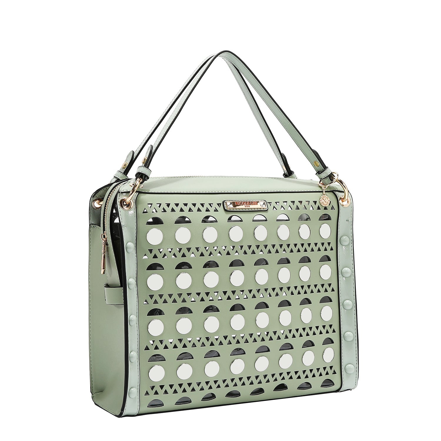 SAC À MAIN AVEC CLOUS ARGENTÉS (VERT)