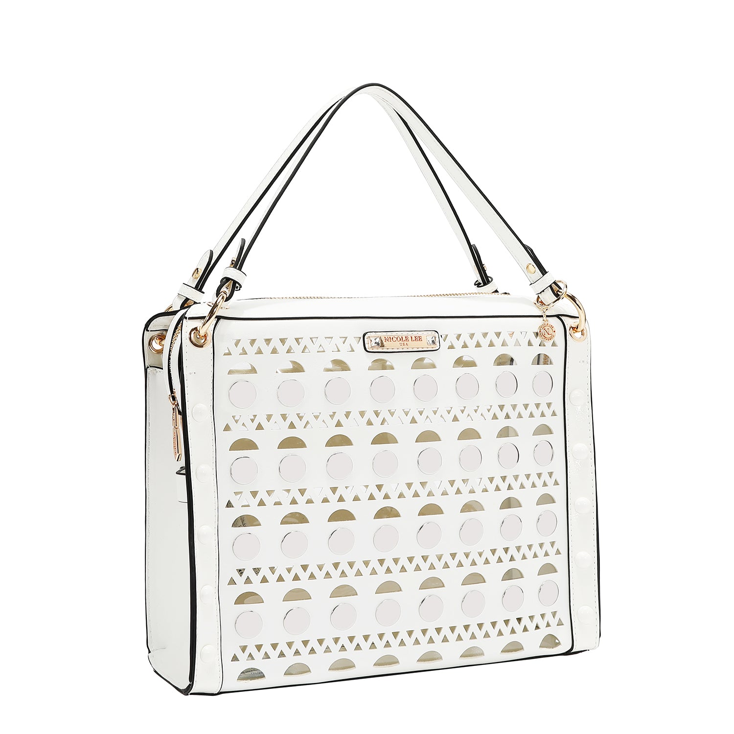 SAC À MAIN AVEC CLOUS ARGENTÉS (BLANC)