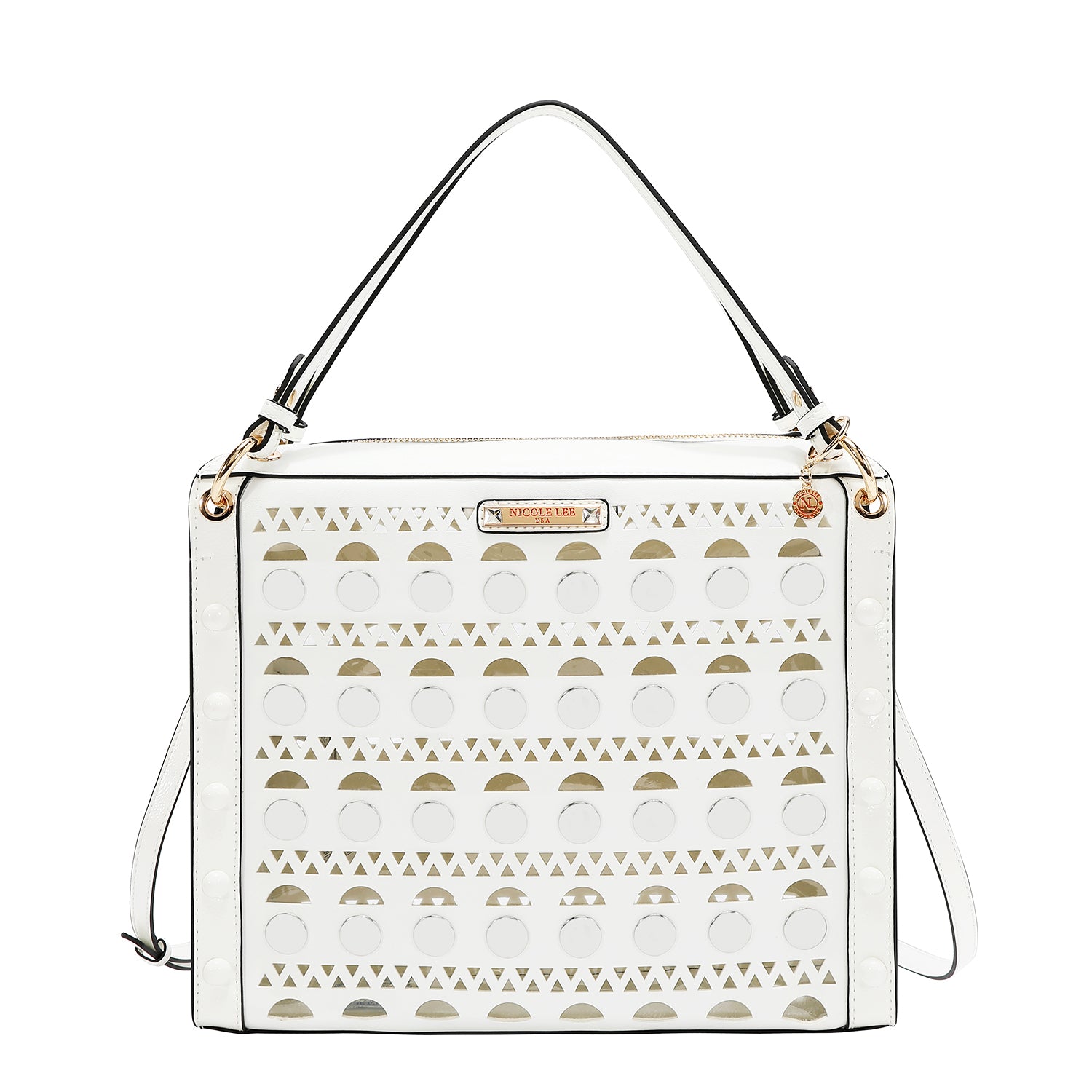 SAC À MAIN AVEC CLOUS ARGENTÉS (BLANC)