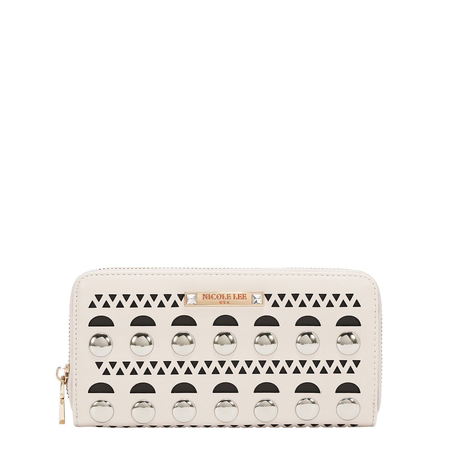 PORTEFEUILLE AVEC CLOUS ARGENTÉS (BEIGE)