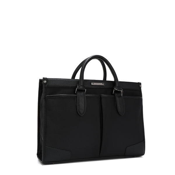 BLACK BRIEFCASE WITH POCKETS FOR MEN