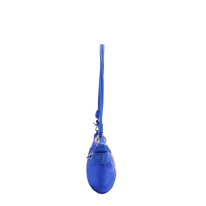 BOLSO CROISSANT CON PARCHES DE COLORES (AZUL)