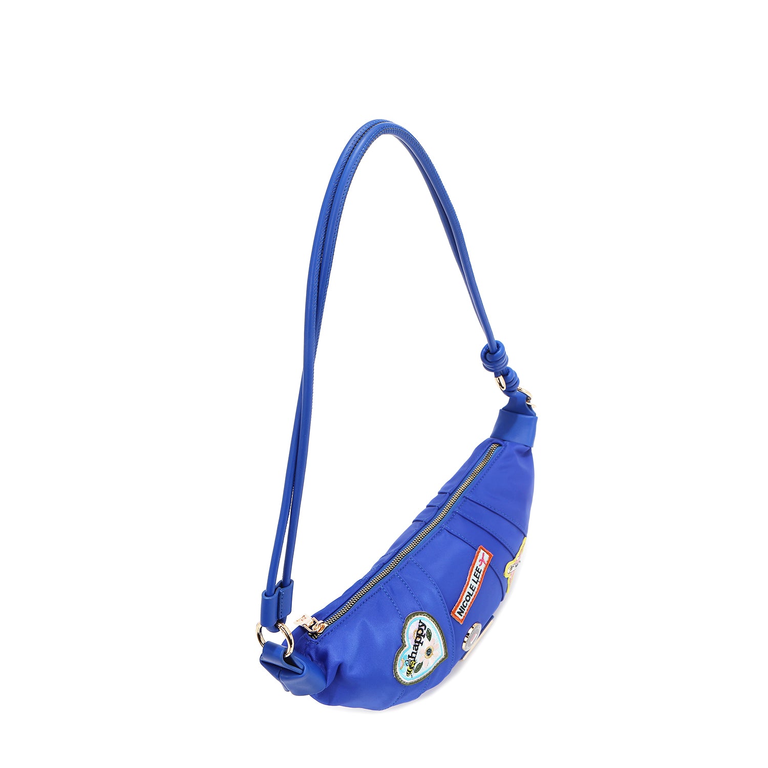 BOLSO CROISSANT CON PARCHES DE COLORES (AZUL)