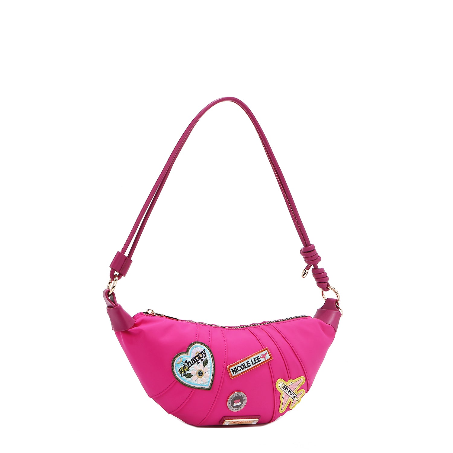 BOLSO CROISSANT CON PARCHES DE COLORES (VIOLETA)