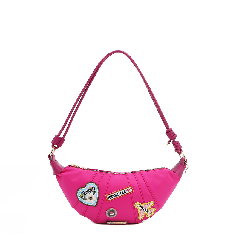 BOLSO CROISSANT CON PARCHES DE COLORES (VIOLETA)