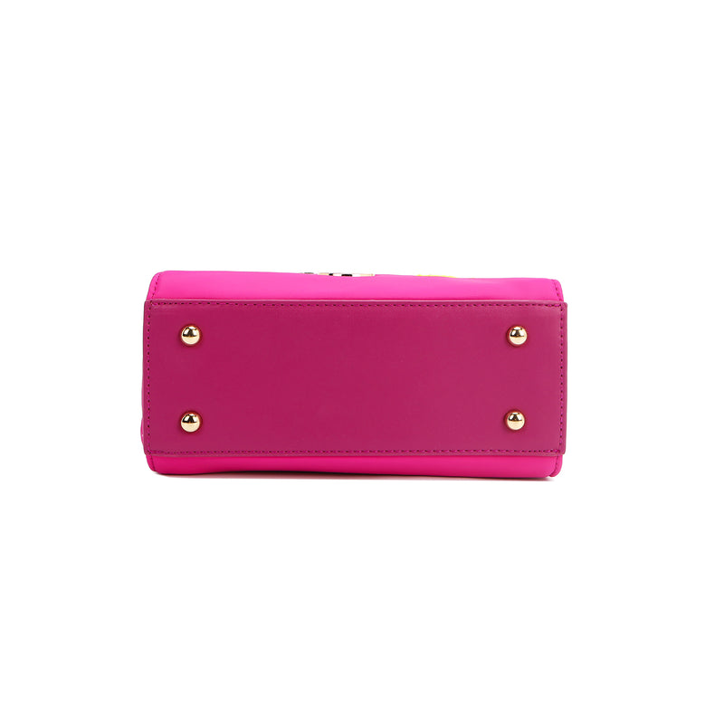 BOLSO DE MANO CON PARCHES DE COLORES (VIOLETA)