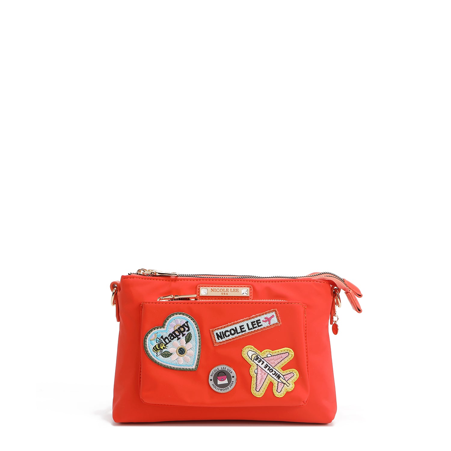 SAC BANDOULIÈRE ACCORDÉON AVEC PATCHS COLORÉS (Orange)