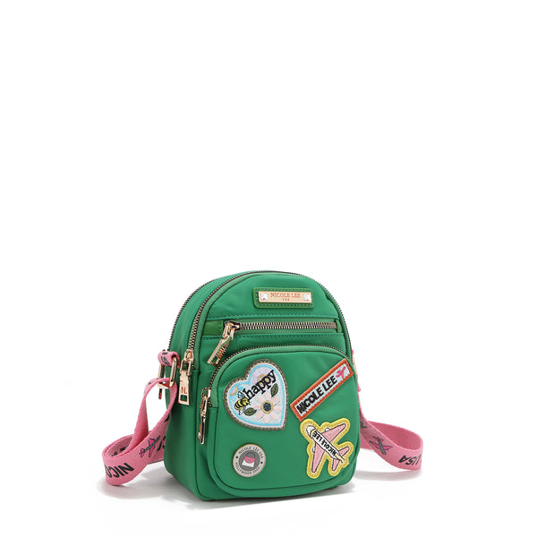 Cross bag with colored patches (green)