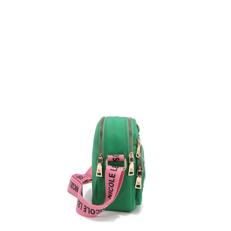 Cross bag with colored patches (green)