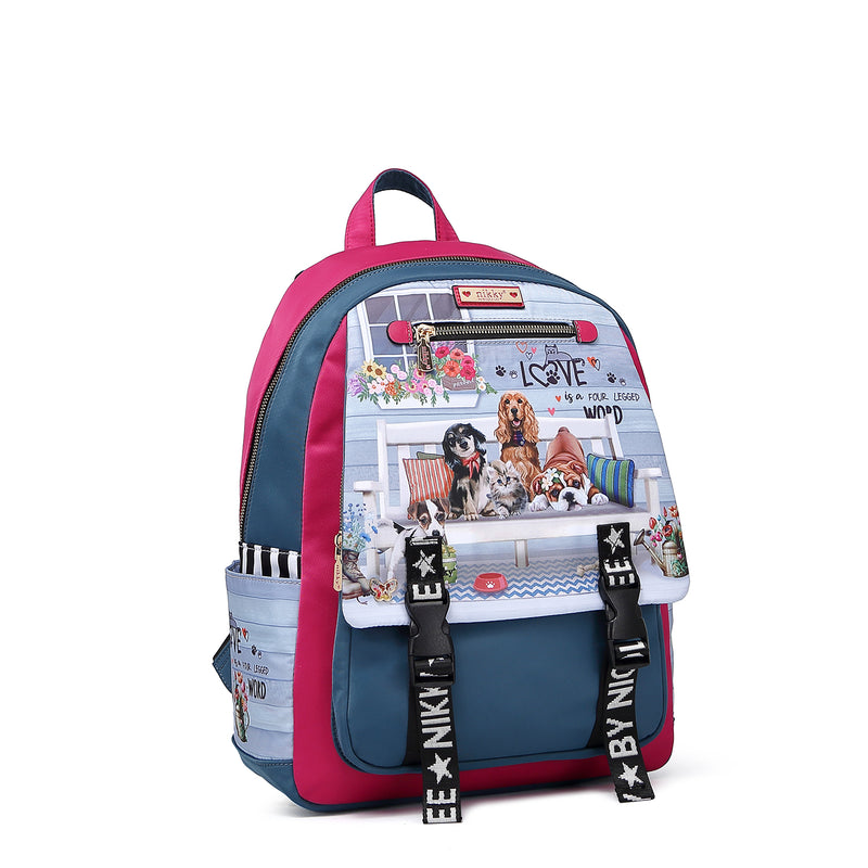 BACKPACK WITH NYLON FLAP <tc>ONE HAPPY FAMILY</tc>