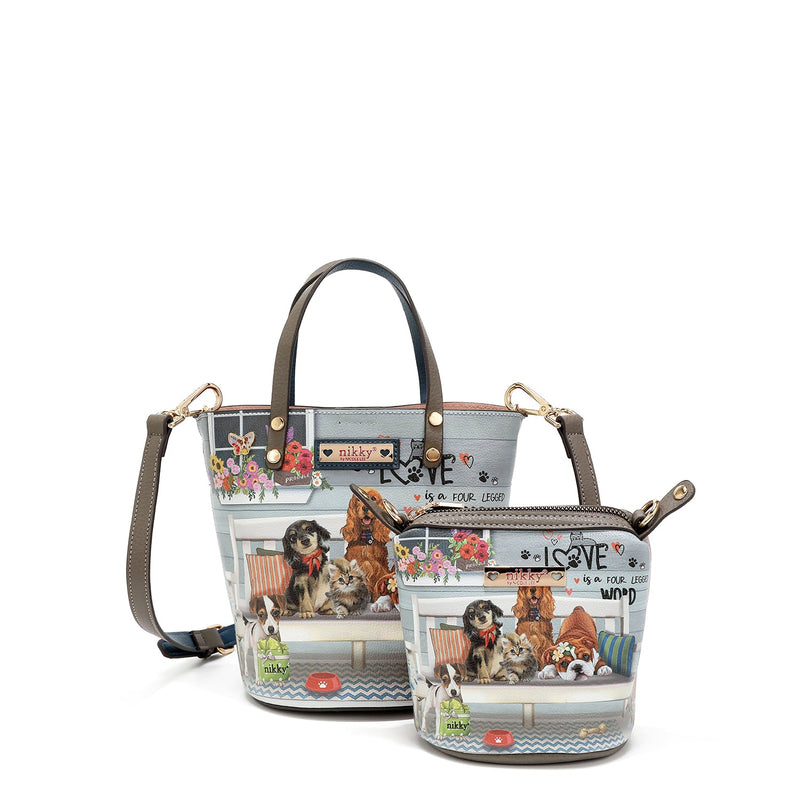 CROSSBODY BAG WITH HAND HANDLE <tc>ONE HAPPY FAMILY</tc>