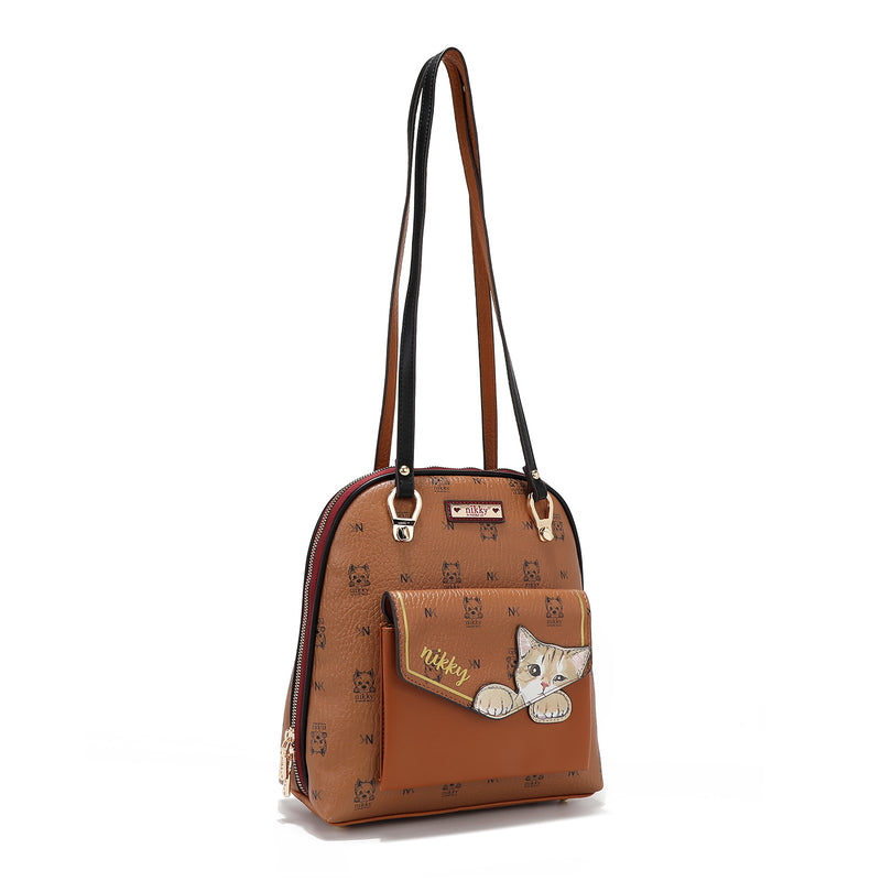 BACKPACK/CROSSBODY BAG (<tc>NIKKY FINDS MEOW</tc>) BROWN