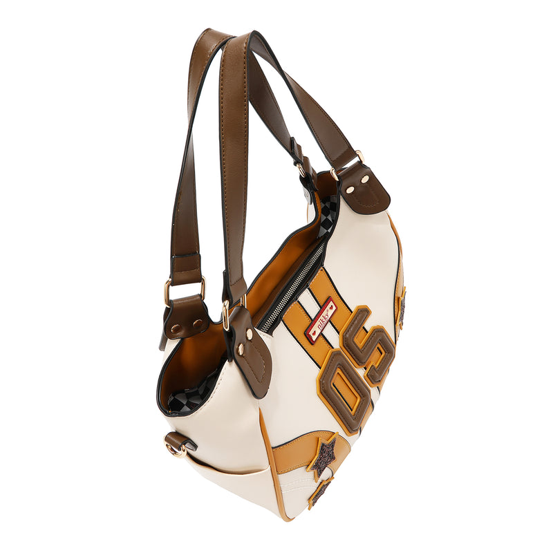 BOLSO HOBO VARSITY (BEIGE)