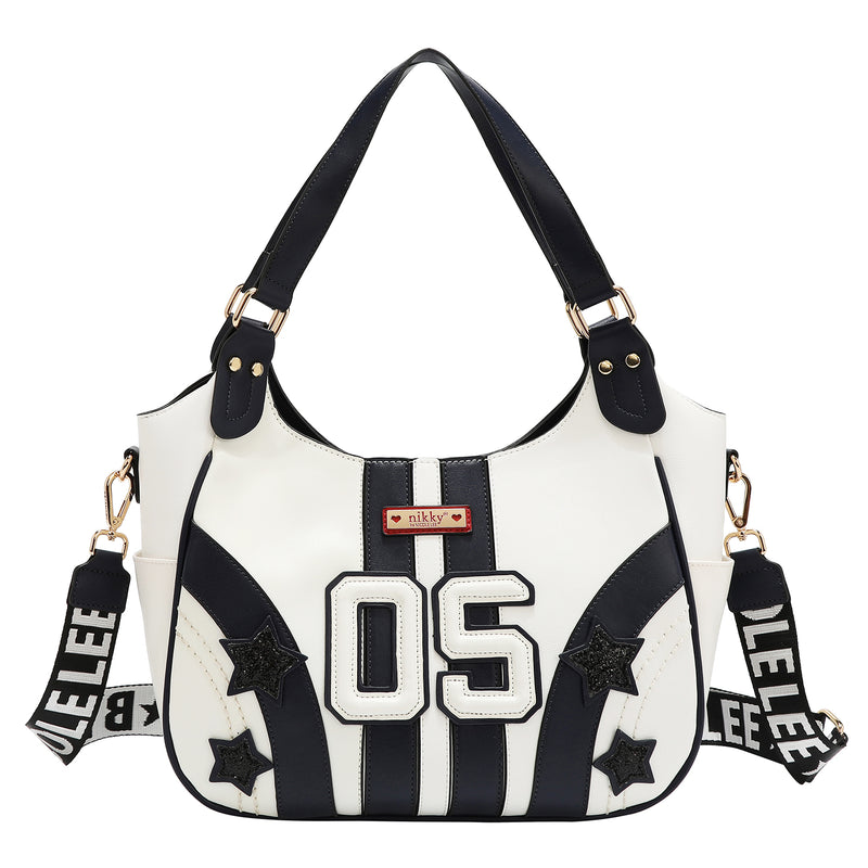 BOLSO HOBO VARSITY (BLANCO)
