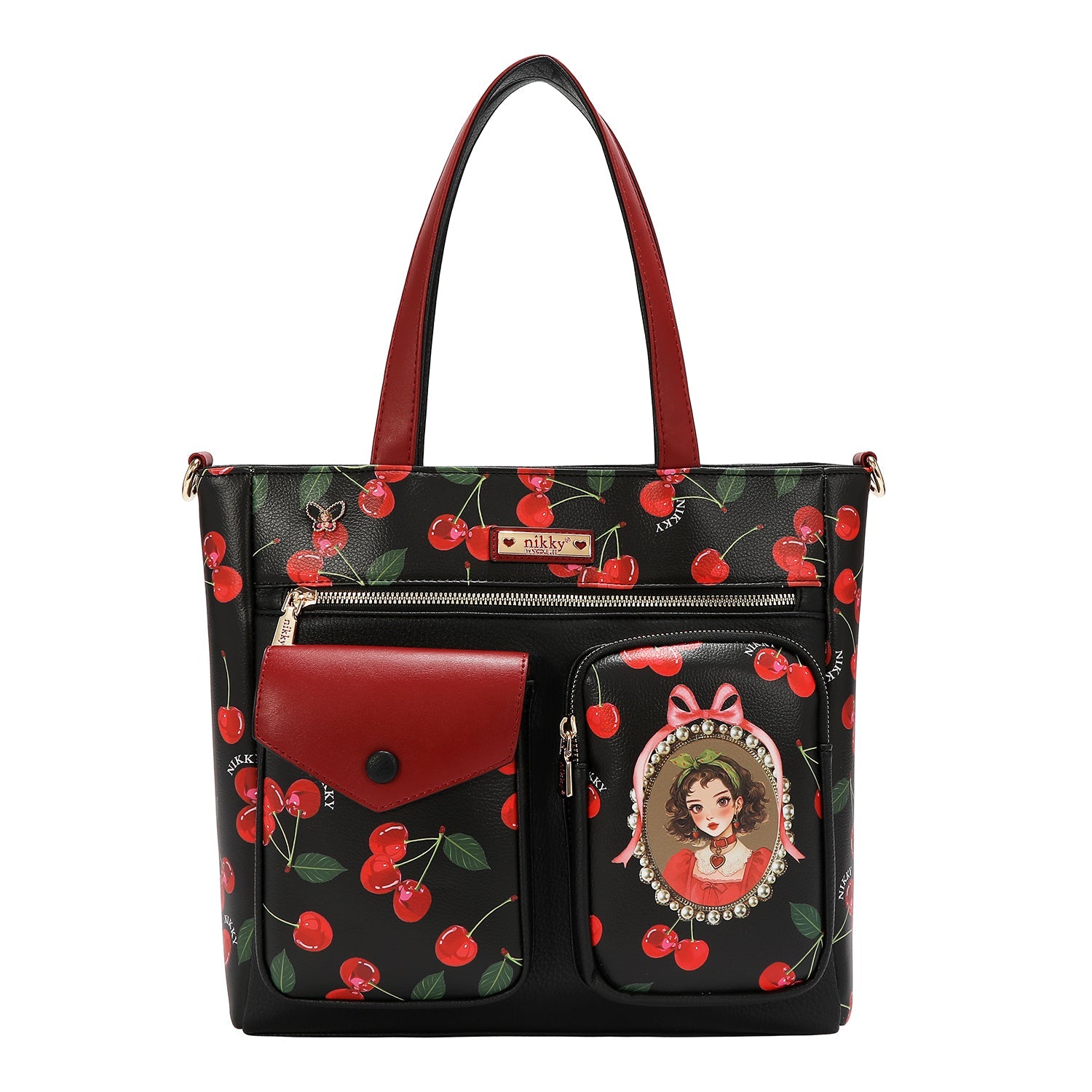 HANDBAG NK13115 (CHERRY LIPS-BLACK)