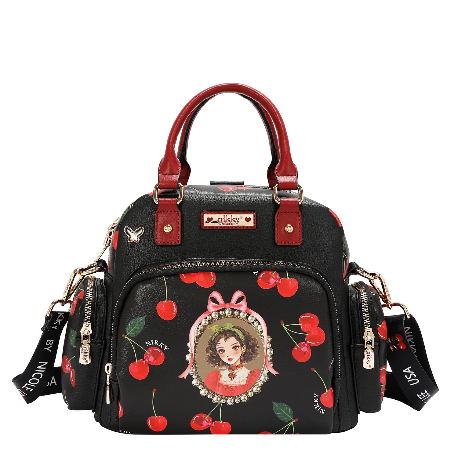 HANDBAG/CROSSBODY NK13117 (CHERRY LIPS-BLACK)