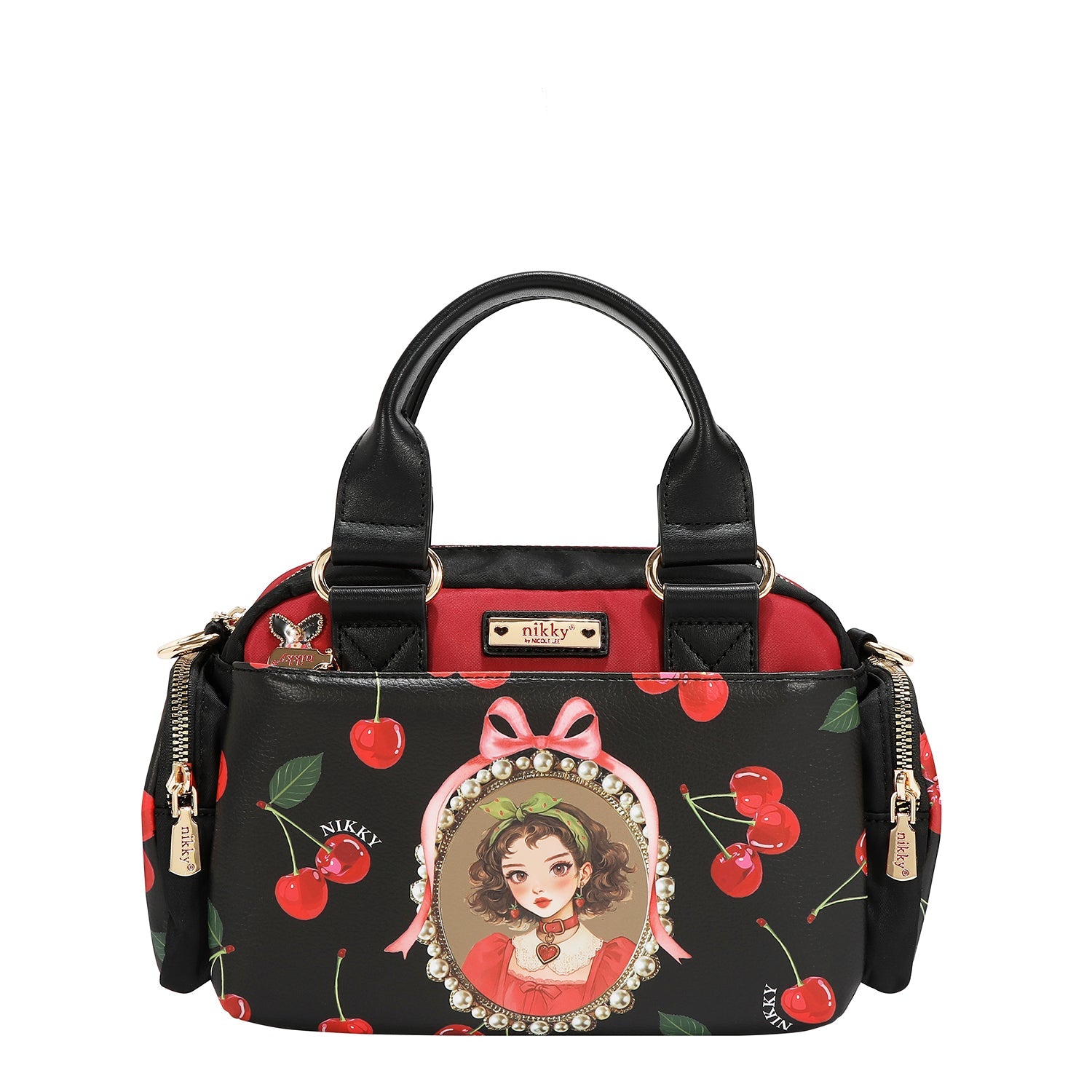BOLSO DE MANO CON CORREA (CHERRY LIPS-BLACK)