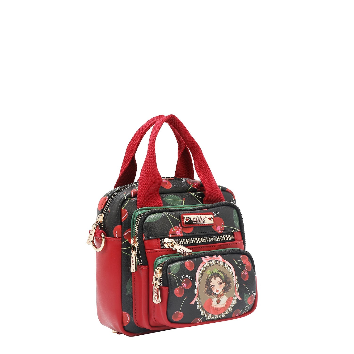 MINI BOLSO BANDOLERA CONVERTIBLE (CHERRY LIPS-BLACK)