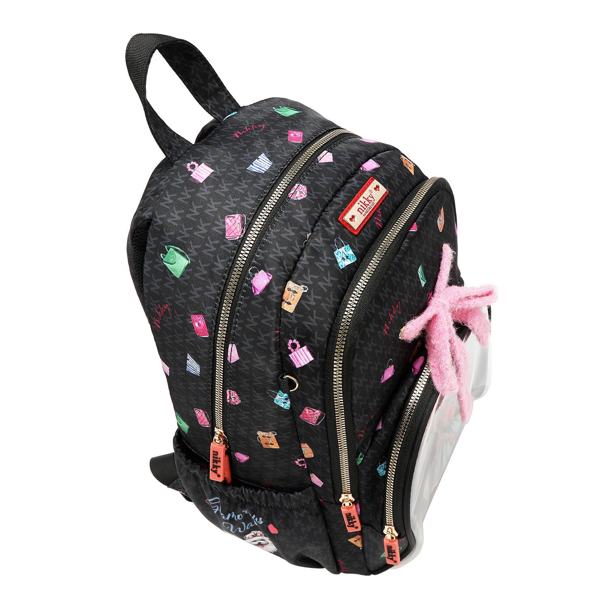 MEDIUM BACKPACK WITH BOW (GLAMOROUS WALK - BLACK)