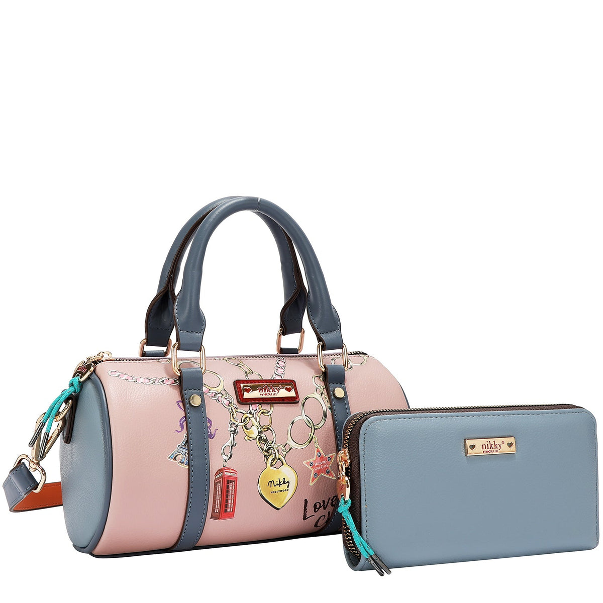 CONJUNTO DE 3 PIEZAS (BOLSO, BANDOLERA, CARTERA) (LOVE CHAIN)