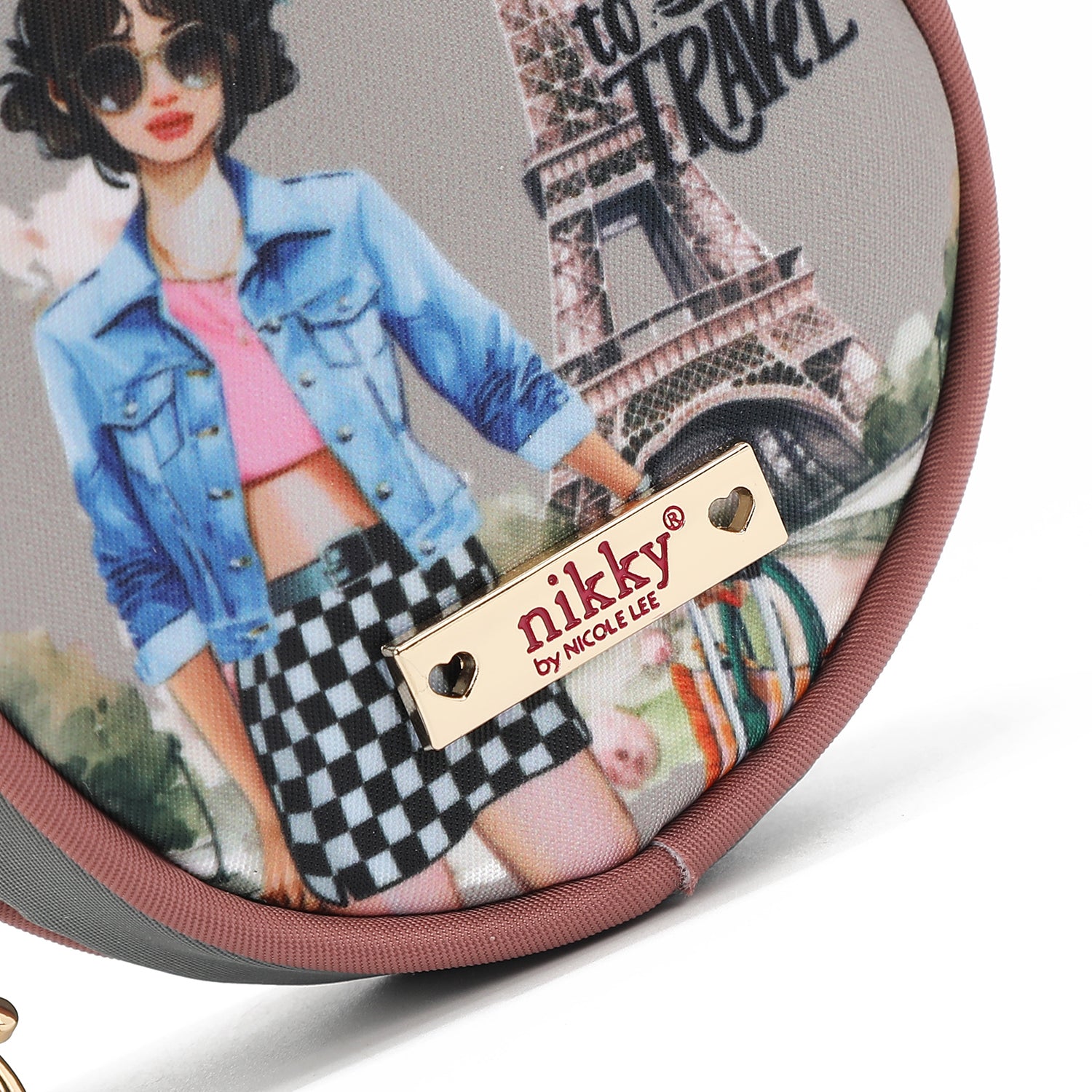 LLAVERO CON MONEDERO REDONDO (I LIVE TO TRAVEL)