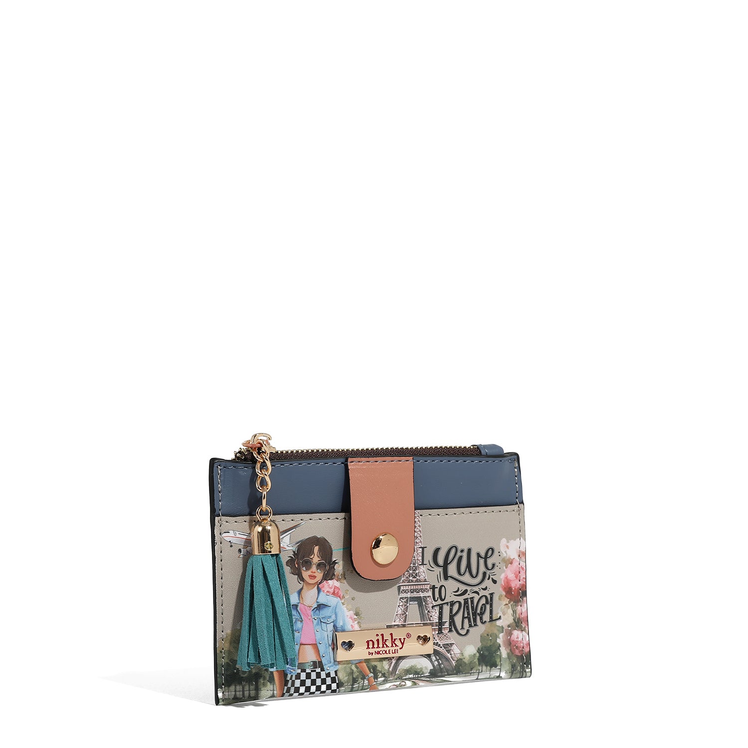 PORTA TARJETAS CON CREMALLERA (I LIVE TO TRAVEL)