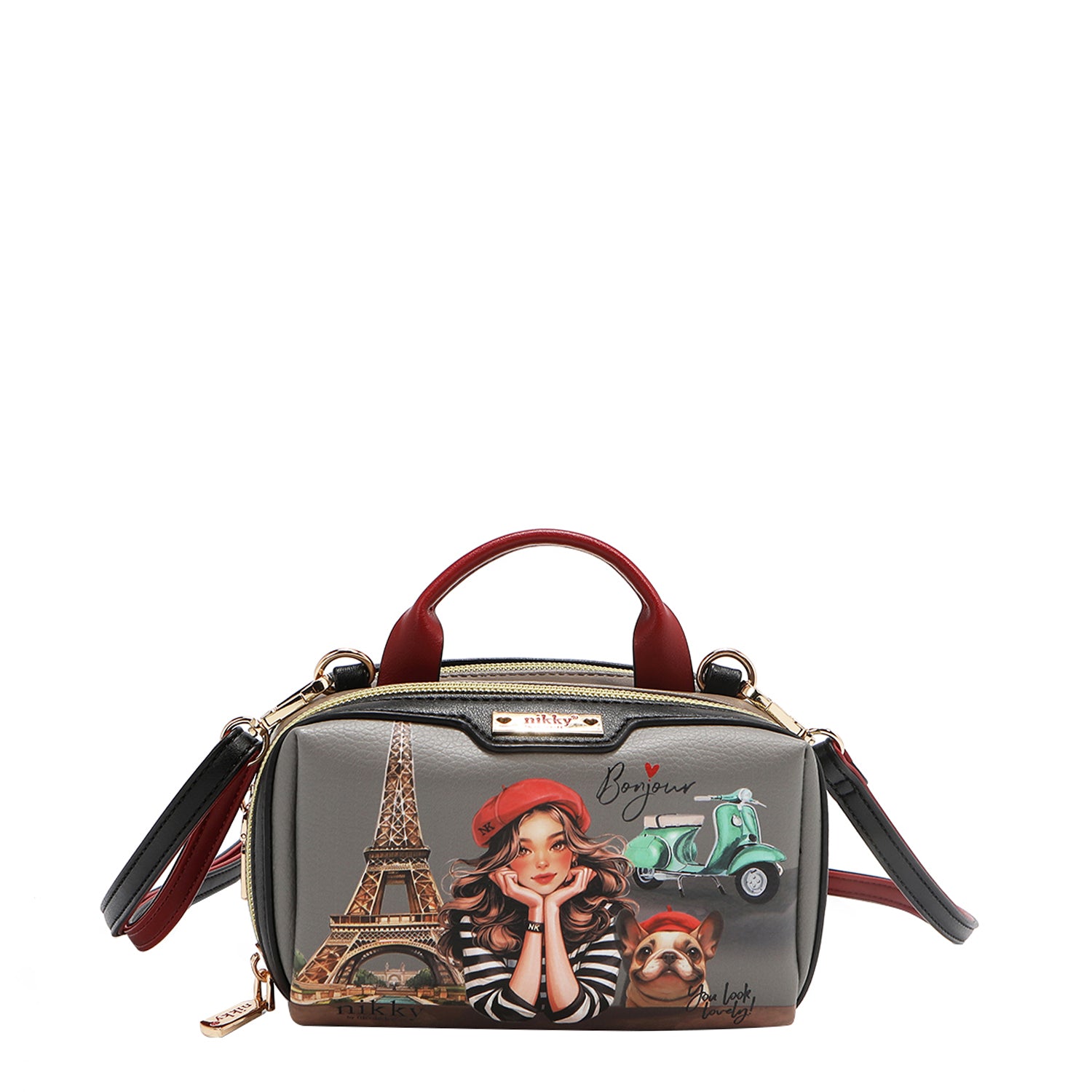 MINI BOLSO CRUZADO BOSTON CON DOBLE CREMALLERA (EIFFEL DREAMS)