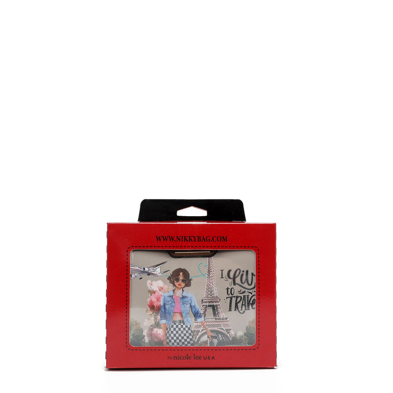 MINI BOSTON CROSSBODY BAG WITH DOUBLE ZIPPER (<tc>I LIVE TO TRAVEL</tc>)