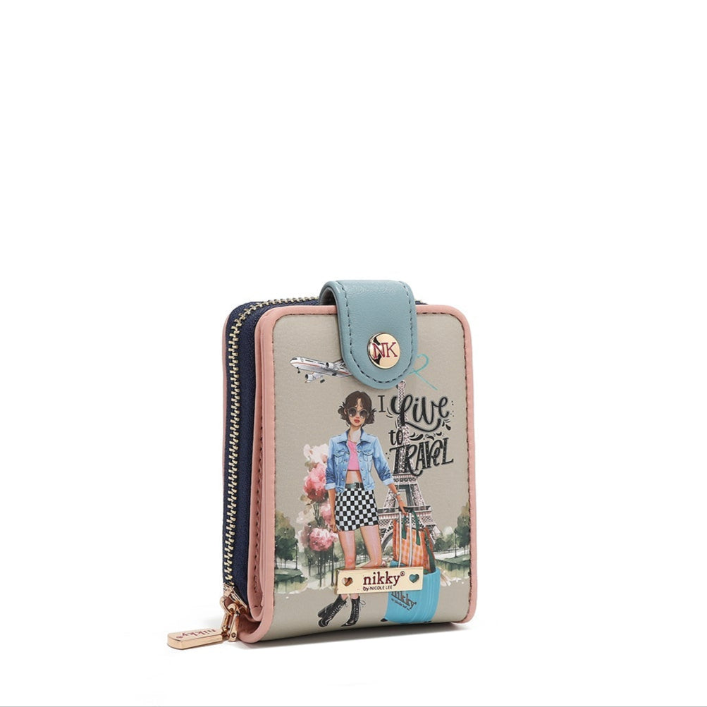 CARTERA PLEGABLE COMPACTA (I LIVE TO TRAVEL)