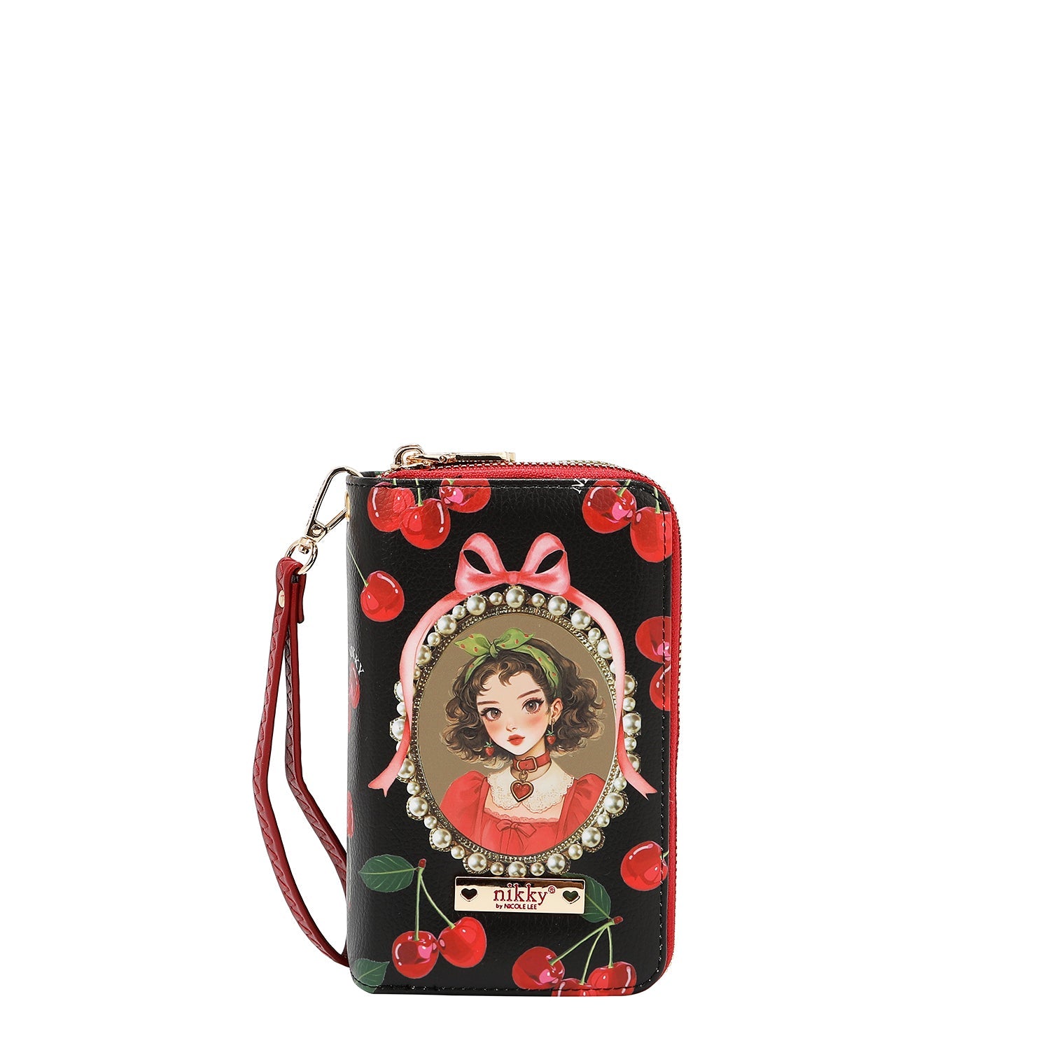CARTERA MEDIANA CON DOBLE CREMALLERA (CHERRY LIPS-NEGRO)