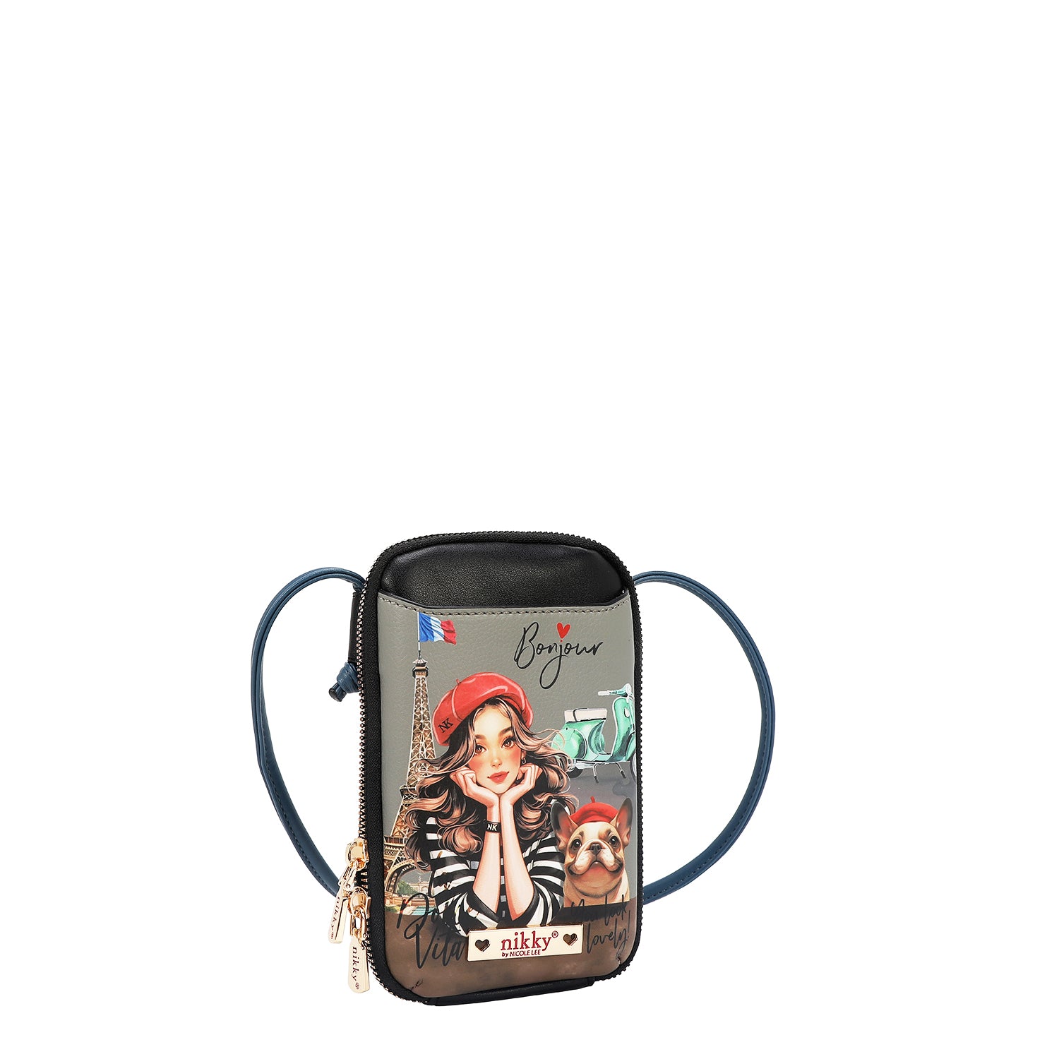 BOLSO CRUZADO CON CREMALLERA PARA TELÉFONO/CARTERA (EIFFEL DREAMS)