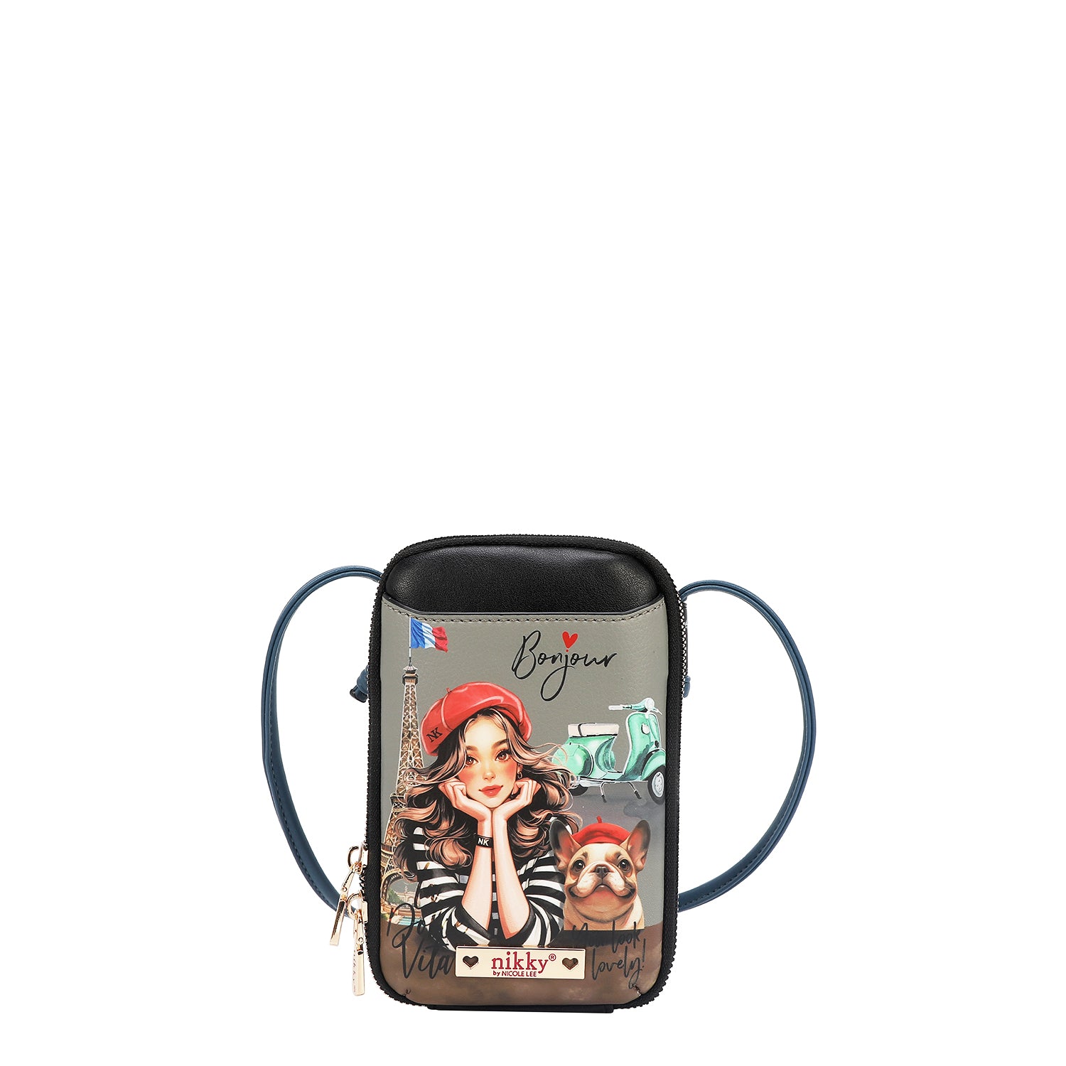 BOLSO CRUZADO CON CREMALLERA PARA TELÉFONO/CARTERA (EIFFEL DREAMS)