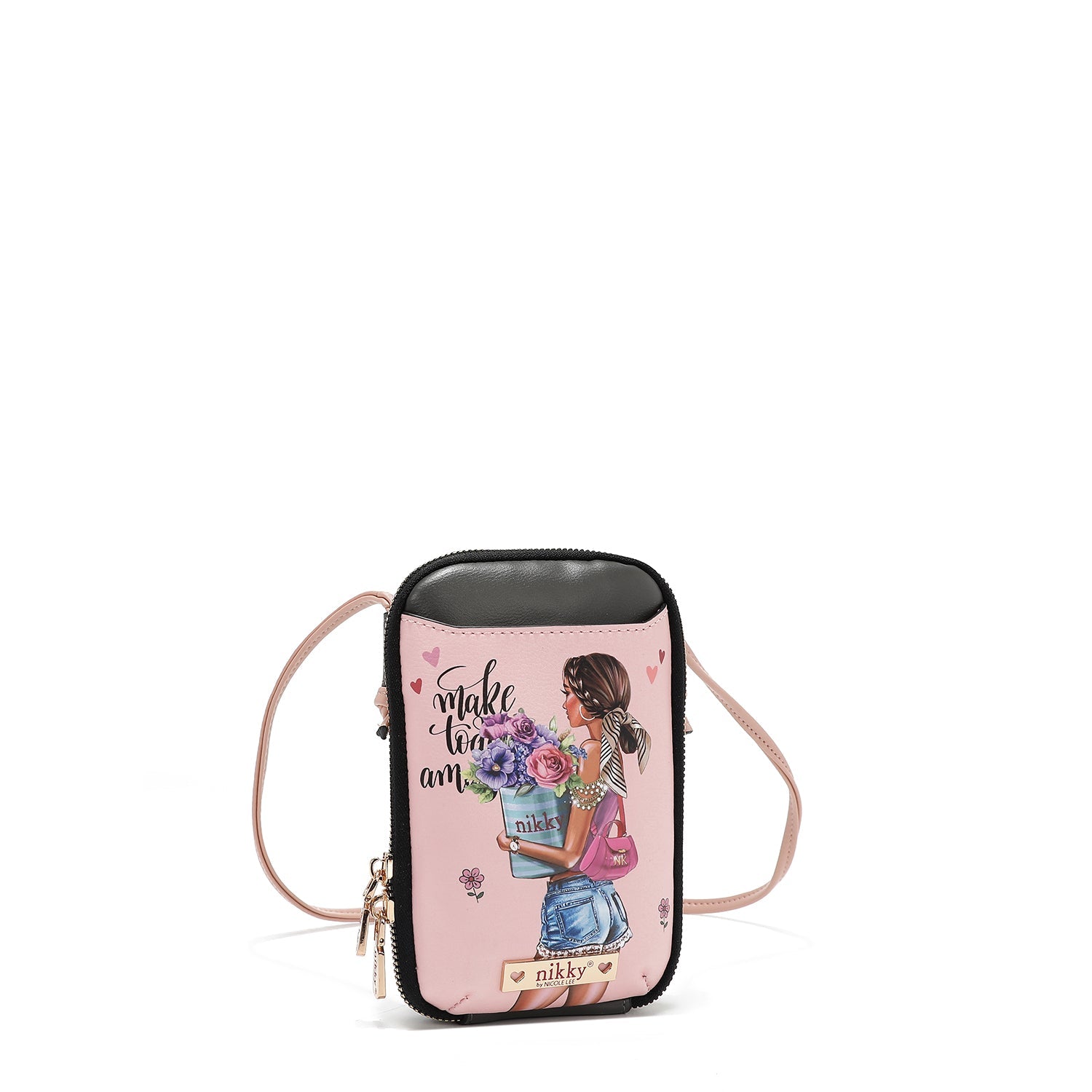 BOLSO CRUZADO CON CREMALLERA PARA TELÉFONO/CARTERA (FLOWER DAY)