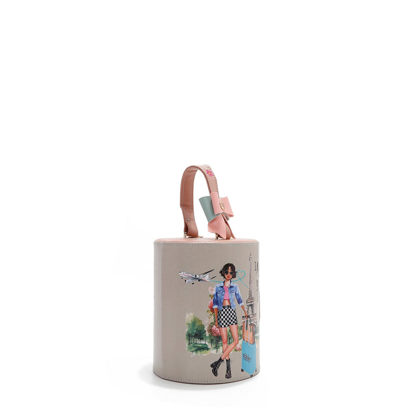 MULTIPLE CYLINDRICAL JEWELRY BOX (<tc>I LIVE TO TRAVEL</tc>)