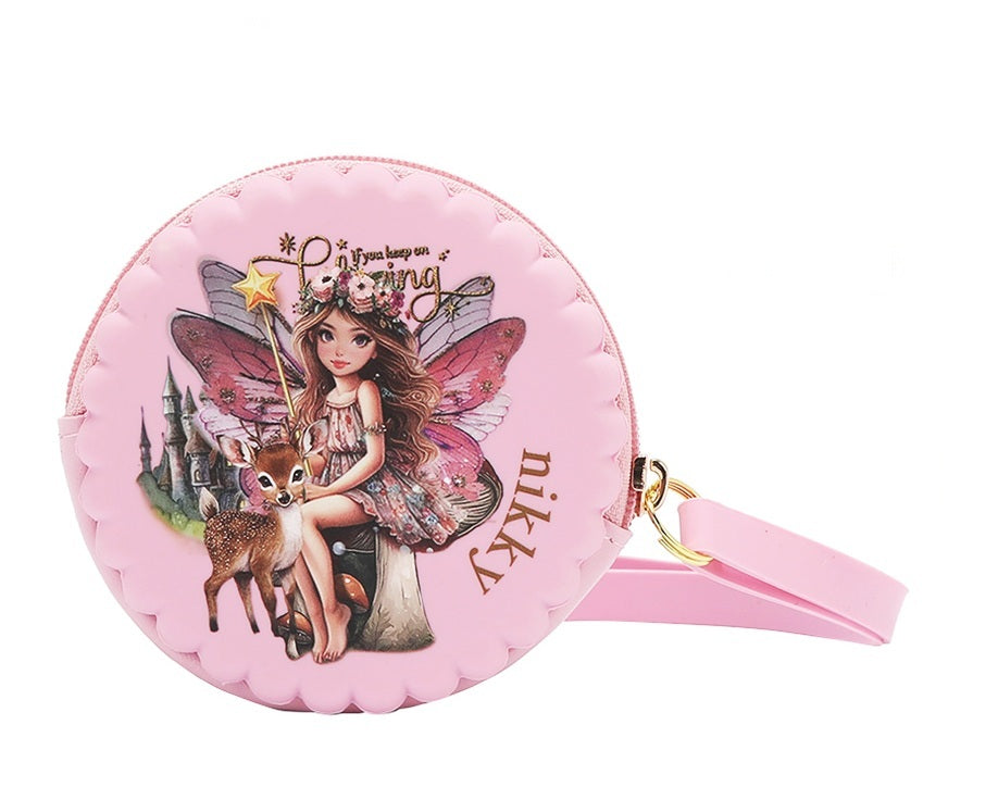 ESTUCHE REDONDO DE SILICONA CON PULSERA (FAIRY TALE ROSA)