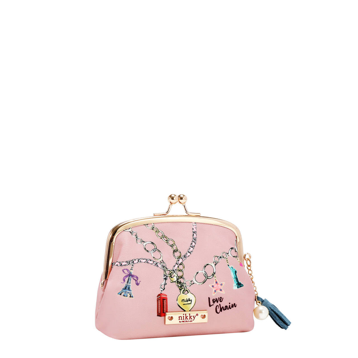 BOLSA DE COSMÉTICOS CON BESO BLOQUEADO (LOVE CHAIN)