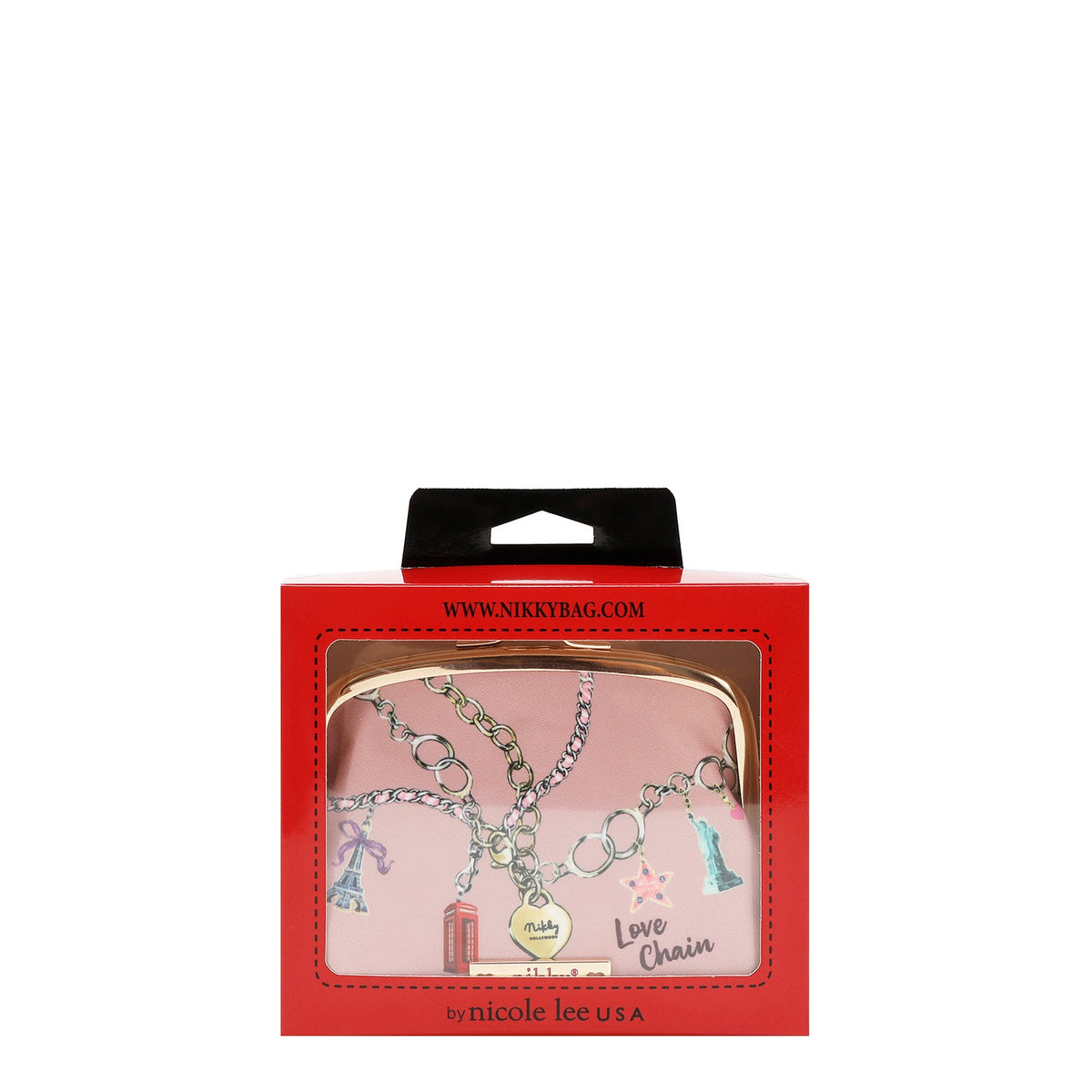 BOLSA DE COSMÉTICOS CON BESO BLOQUEADO (LOVE CHAIN)