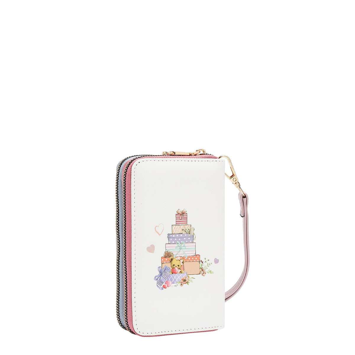 PORTAFOGLIO CON DOPPIA CERNIERA (GLAMOROUS WALK-WHITE)