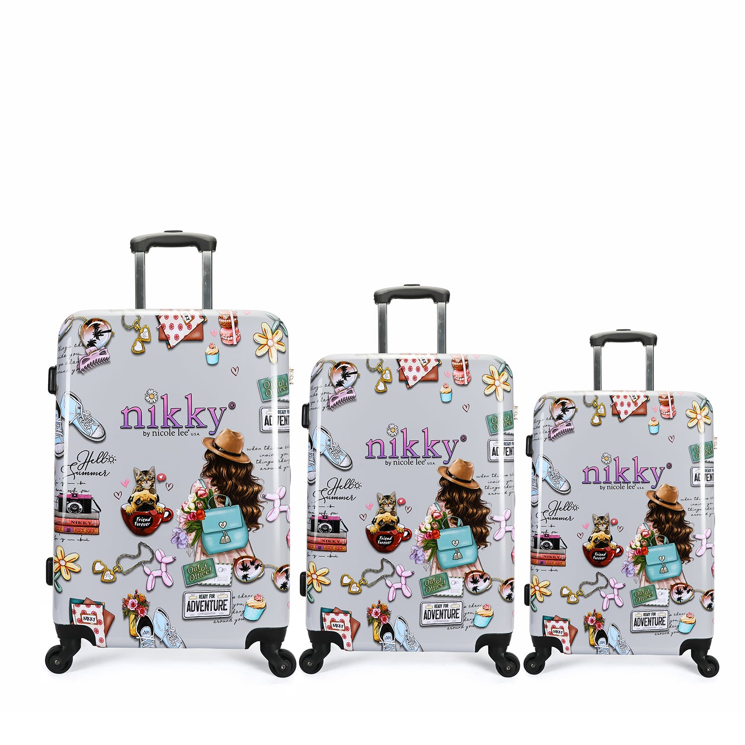 SET OF 3 ABS PLASTIC SUITCASES <tc><tc><tc>Nikky</tc> World</tc></tc>