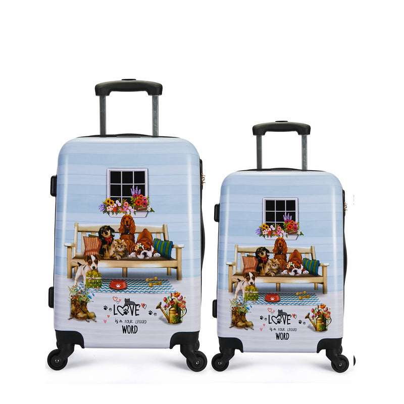 SET OF 2 ABS PLASTIC SUITCASES <tc>ONE HAPPY FAMILY</tc>