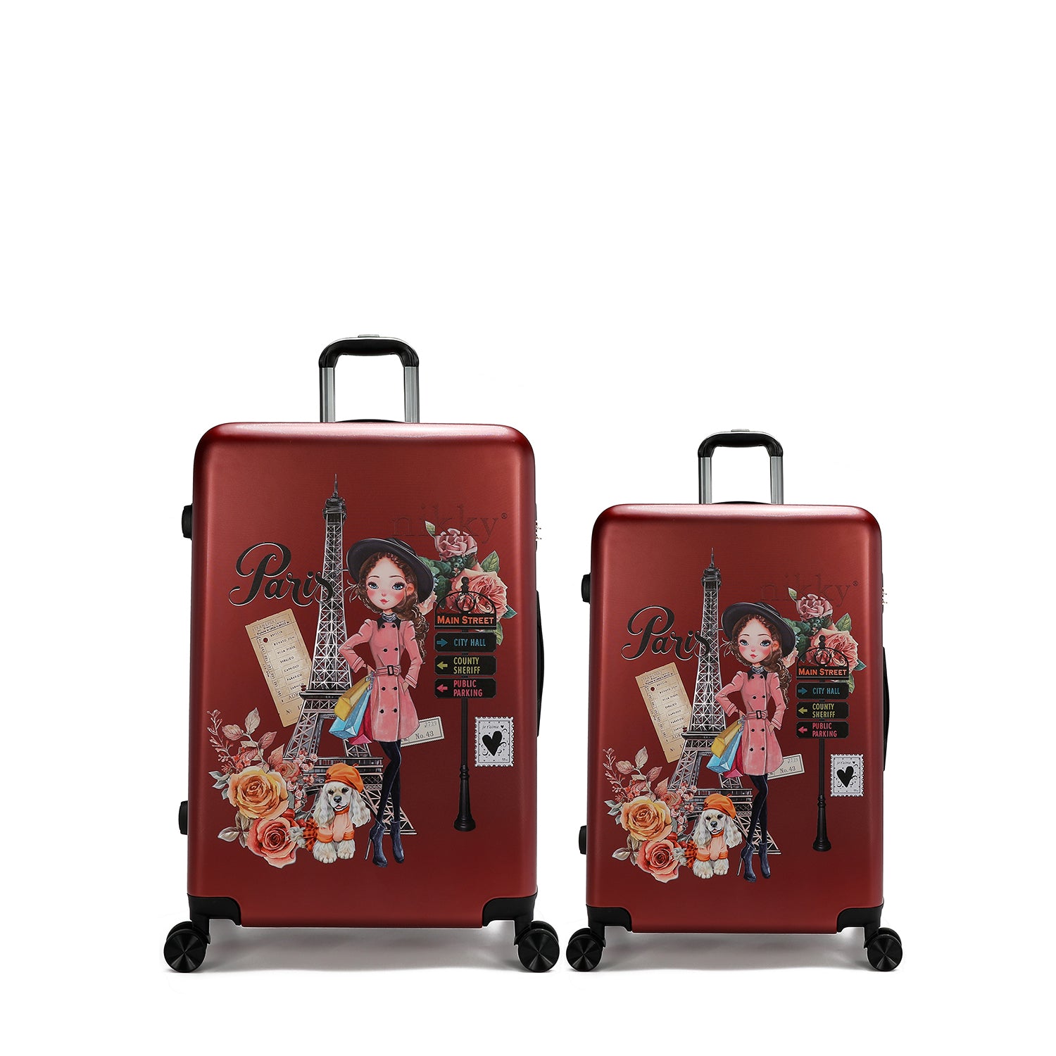 SET OF 2 ABS PLASTIC SUITCASES <tc>EMILY GOES PARIS</tc>