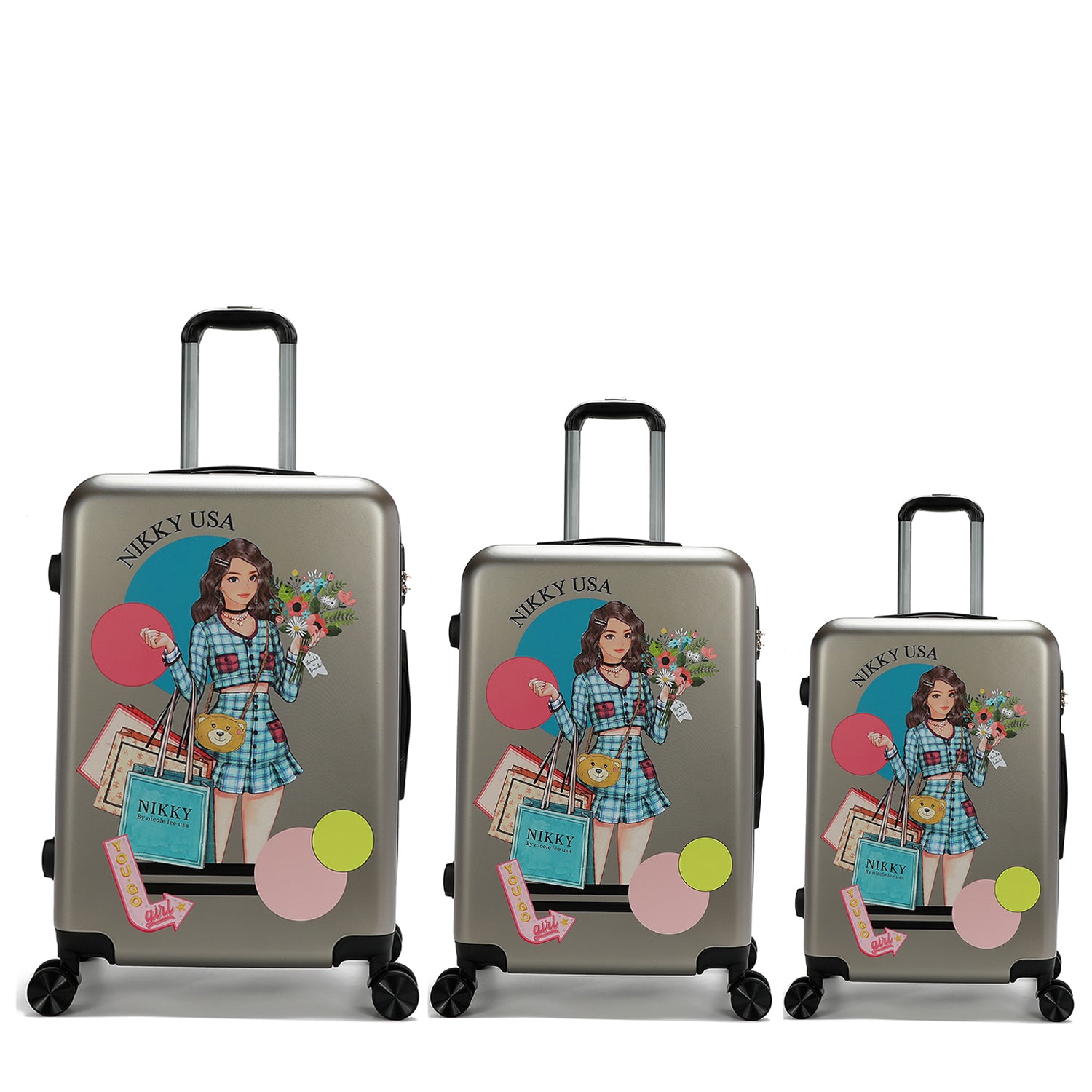 SET OF 3 RIGID SUITCASES (<tc><tc><tc>Nikky</tc> Goes Shopping</tc></tc>)